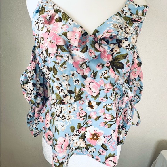 Milk & Honey Tops - Floral Blue and Pink Women's Top